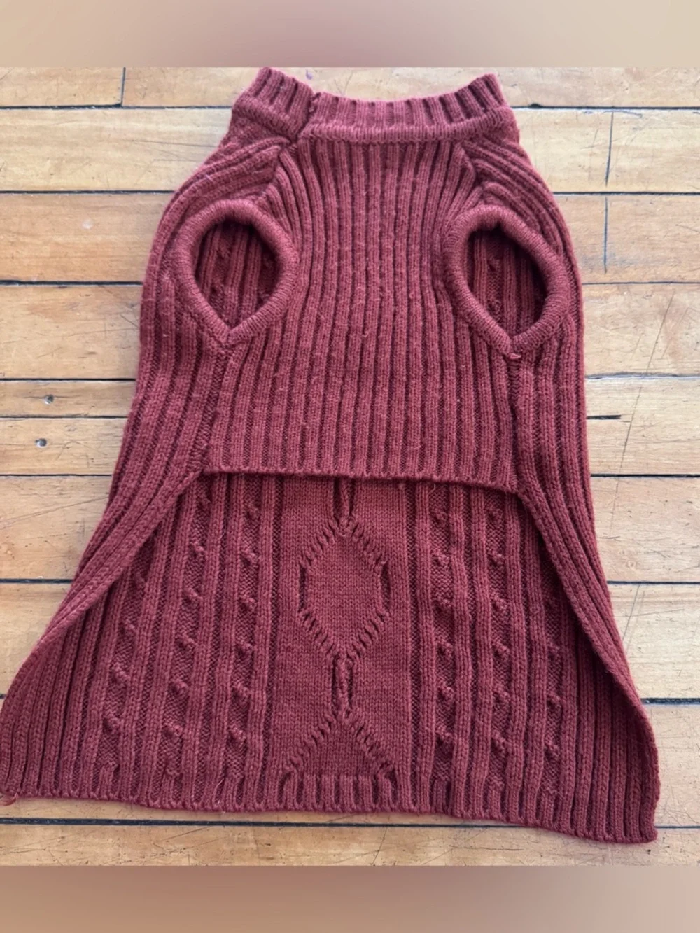 Woolrich Small burnt orange Blue Cable Knit dog Sweater pet